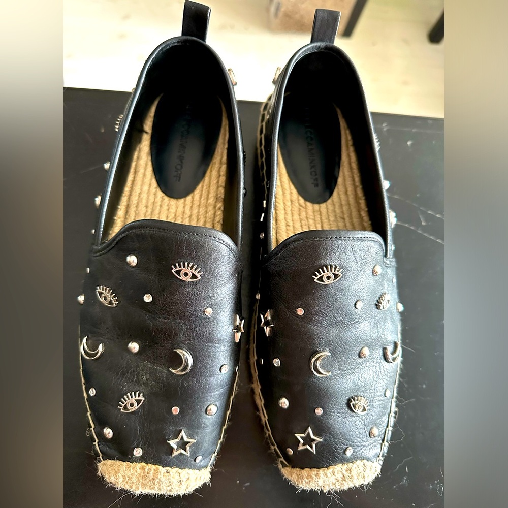 Rebecca Minkoff leather moon and stars espadrilles- 9M black (Beatriz)